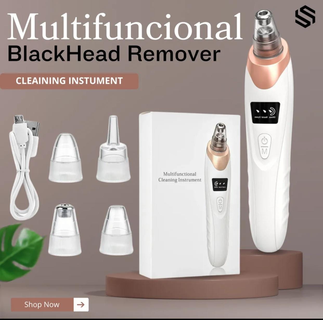 5 in 1 Black Head Remover machine,Pimple Pore Cleaner, Rechargeable Derma Suction.
